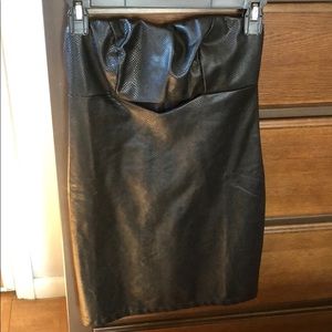 Leather black mini dress